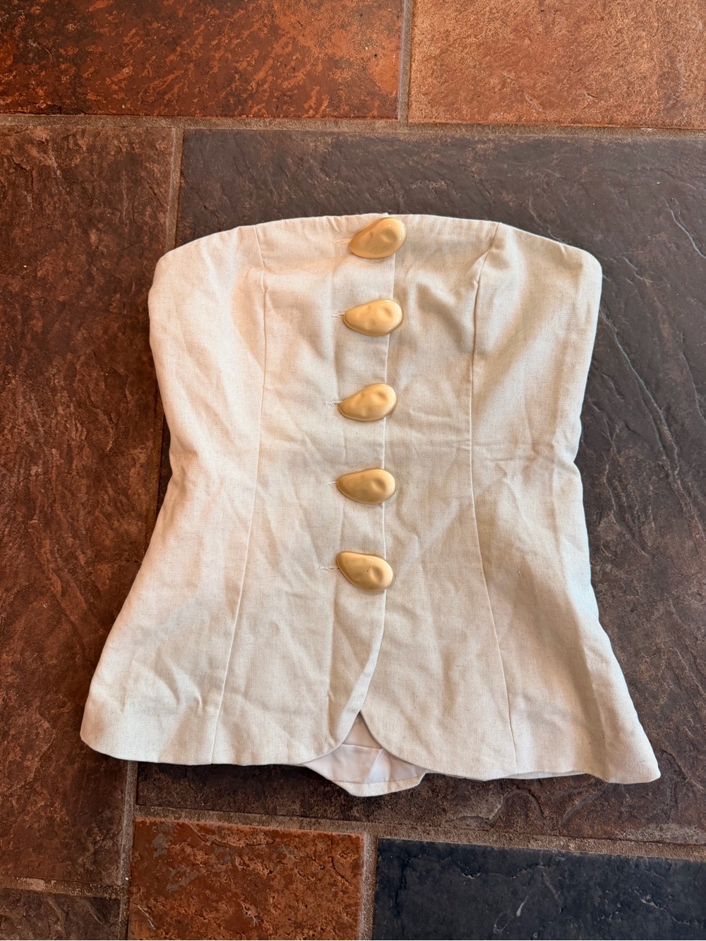 Poéselle Linen Blend Strapless Shirt